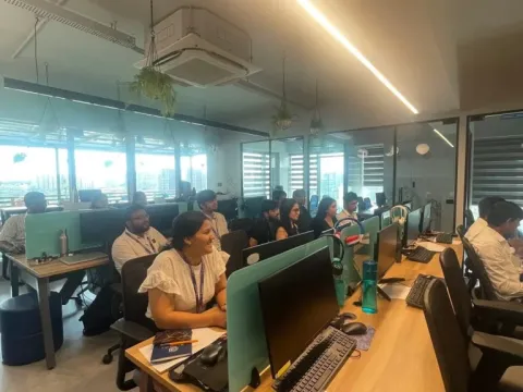 Team collaborating on a project
